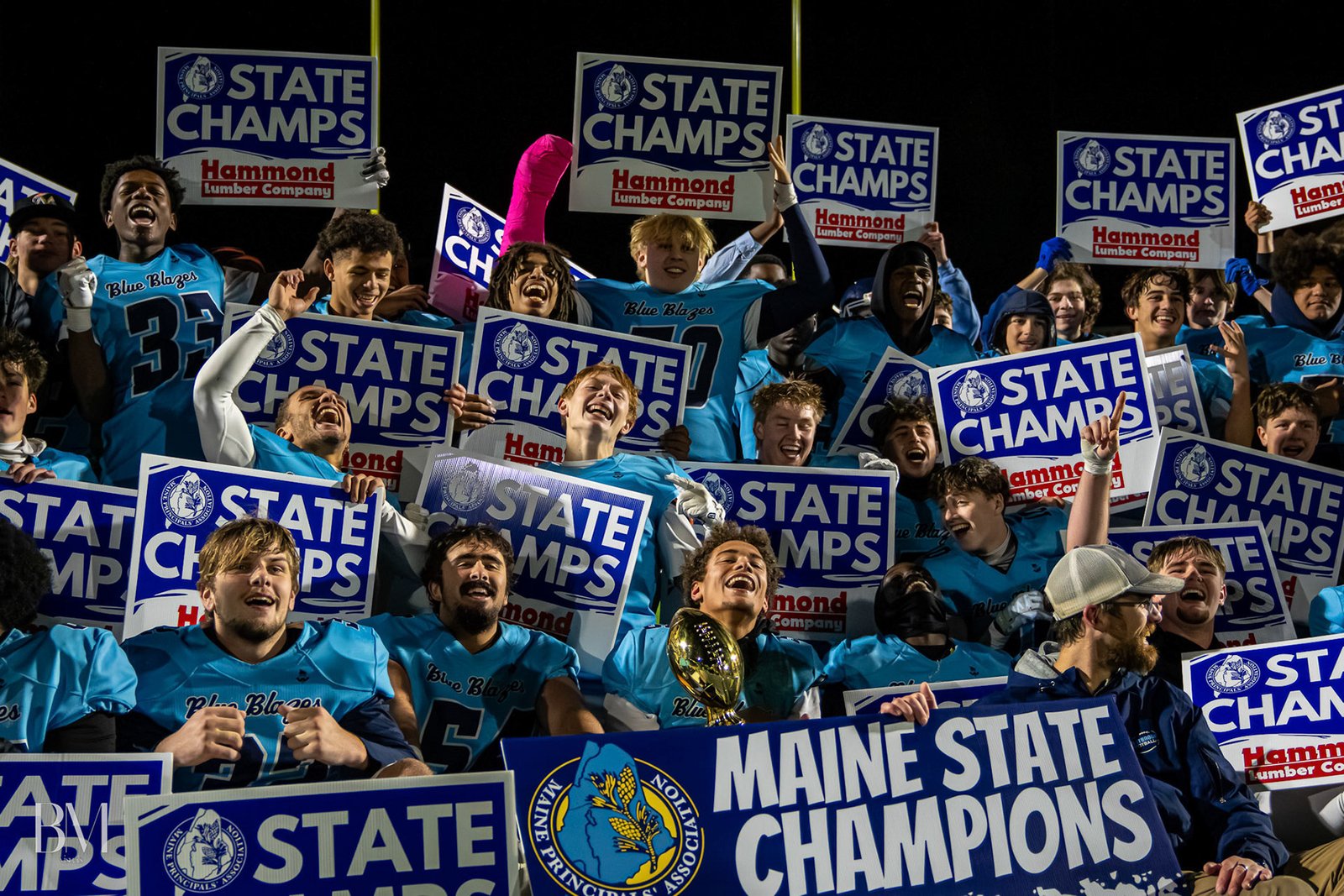 Maine State Champions football team celebration